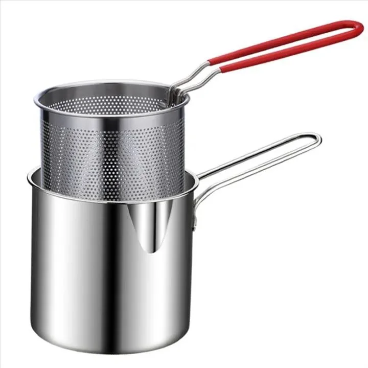 Deep Frying Pot with Strainer – Stainless Steel Fried Pan for Kitchen Cooking | Oil Control Basket | HandicraftsBD