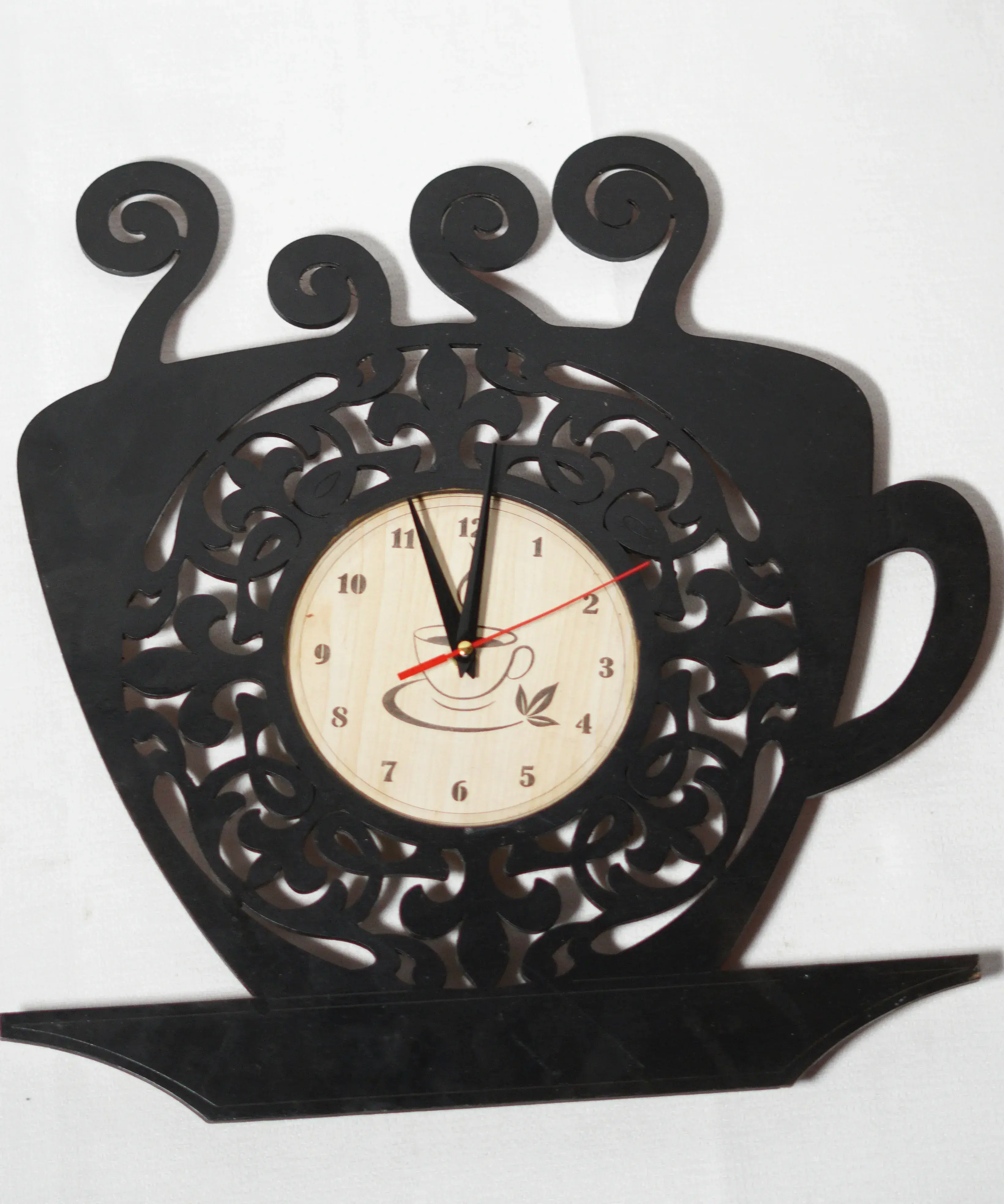 cup shape Wall Clock – Elegant 16×16 inch Plywood Design | Handicrafts BD