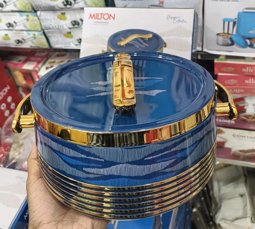 Milton Insignia Thermoware Insulated Casserole – 1500 ml | Stainless Steel Hot Pot with Gold Handle