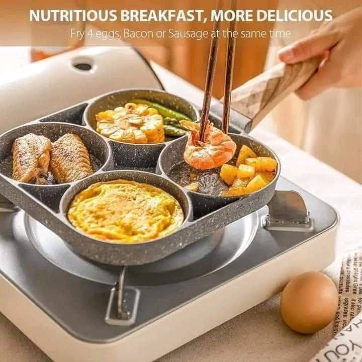 4-Cup Non-Stick Omelet & Pancake Pan | Multi-Section Frying Pan for Eggs, Pancakes & Burgers