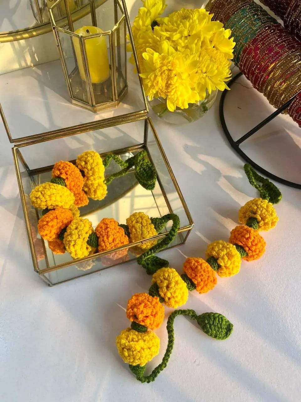 Crochet Marigold Flower | Handmade Yarn Flower for Home & Event Decor