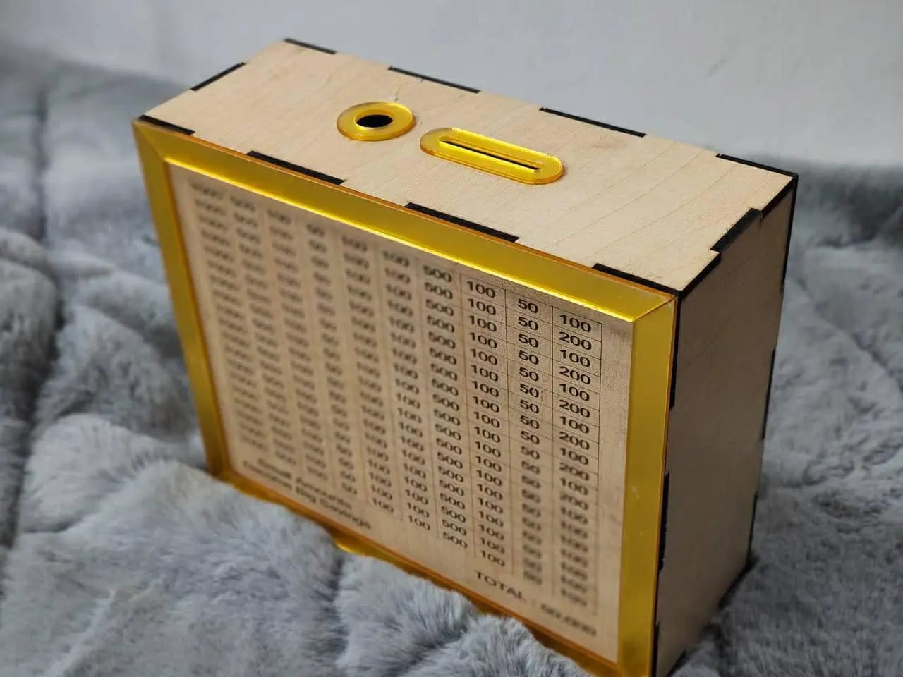 Wooden Money Saving Box 50K Target | কাঠের সেভিংস বক্স