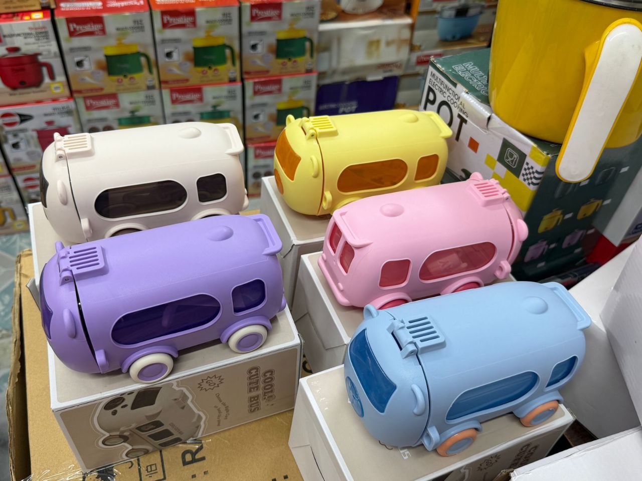 Cute Bear Bus Kids Water Bottle 500ml with Straw & Shoulder Strap | Leak-Proof BPA Free Children’s Drinking Cup